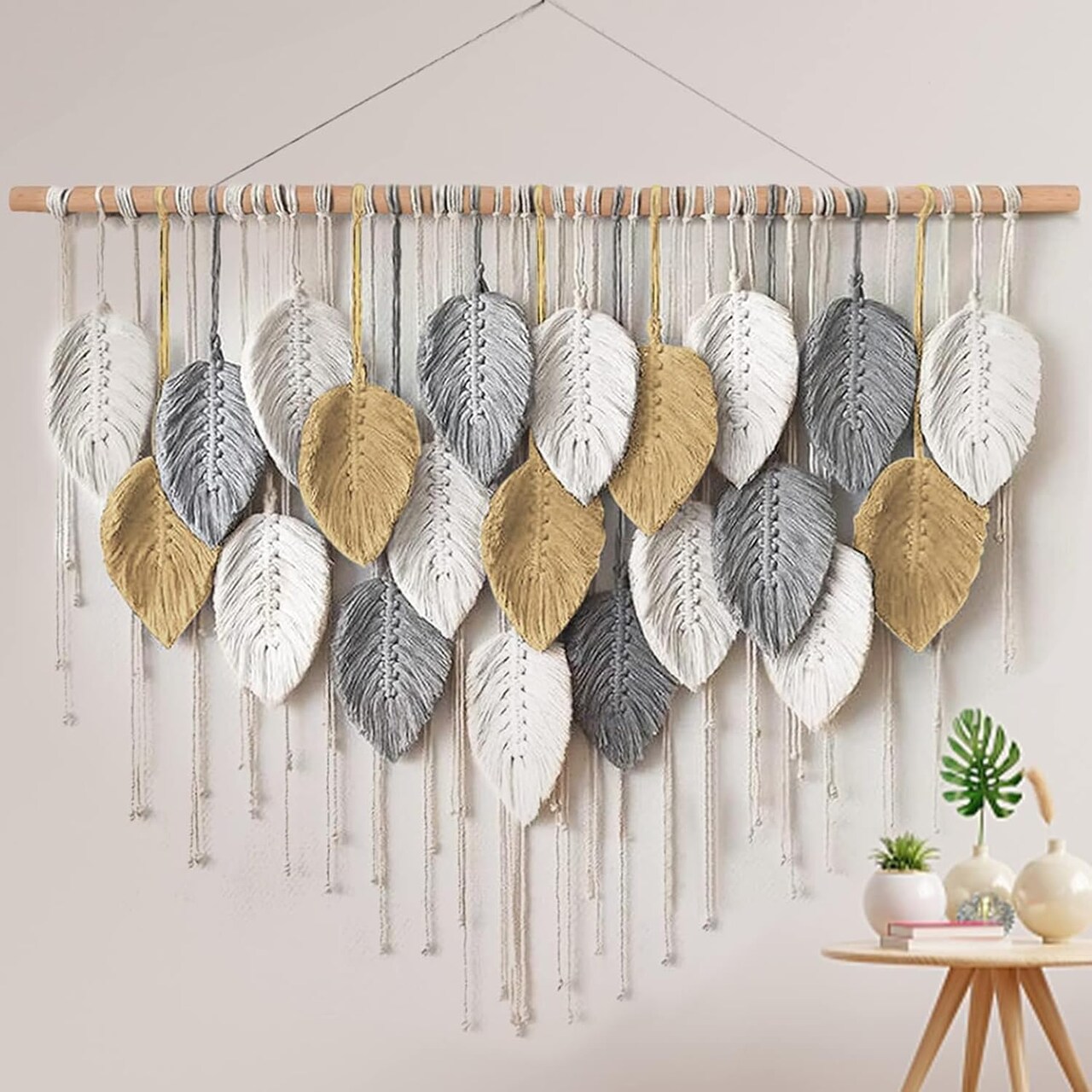 Macrame Wall Hanging — Boho Woven Wall Decor for Bedroom, Living Room, Apartment, or Dorm, Handmade Bohemian Wall Art, Perfect Gift, 39" W x 30.7" L